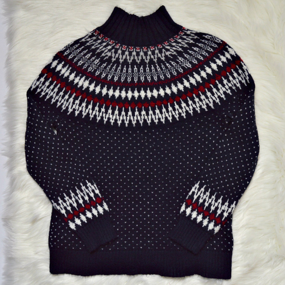 Eddie Bauer Fair Isle Mock Neck Pullover Sweater - Picture 2 of 7